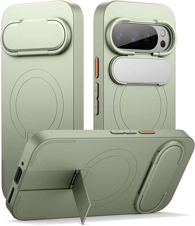 SURITCH for Google Pixel 9/9 Pro Phone Case, Compatible with MagSafe, Protective Cover with Camera Cover & Adjustable Metal Kickstand for Pixel 9/9 Pro -Sage Green by SURITCH