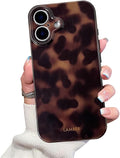 Cute Phone Case for iPhone 16 Case Cheetah Leopard Print | Amber Tortoiseshell Pattern,Full Camera Protective,Slim Shockproof TPU,Aesthetic Girly Glossy Cover for Women Men-Brown by XQAGU