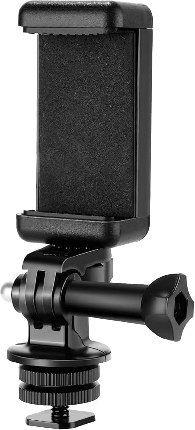 NEEWER Phone Holder/Hot Shoe Mount Adapter Kit Action Camera Mount Compatible with GoPro Hero 12 11 10 9 8 7 6 5 DJI OSMO Action 4 3 2 iPhone 15 Pro Max 14 13 Pro Samsung S23 for DSLRs Ring Light by Neewer