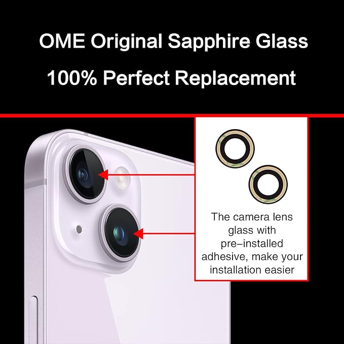 ASDAWN Back Rear Camera Lens Glass Replacement for iPhone 14 6.1 inch and 14 Plus 6.7 inch with Pre-Installed Adhesive, Back Lens Glass with Installation Manual + Repair Tool Set - Image 4