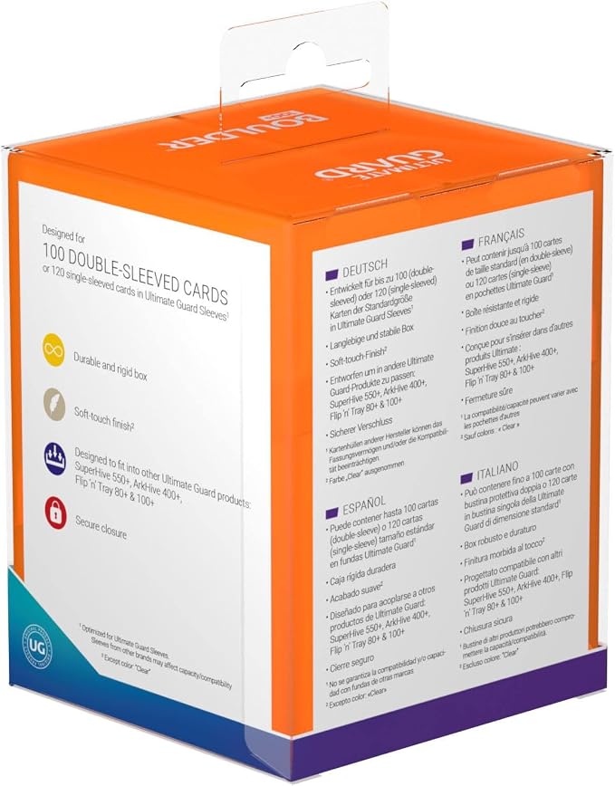 Ultimate Guard Boulder 100+ Classic, Deck Case for 100 Double-Sleeved TCG Cards, Topaz, Secure & Durable Storage for Trading Card Games, Soft-Touch Finish - Image 9