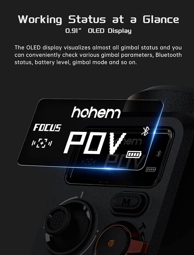 Hohem iSteady M6 Kit Gimbal Stabilizer for iPhone &Android,3-Axis Gimbal | AI Tracking,Magnetic Fill Light,0.91-inch OLED Display, 400g Max Payload ,360° Inception Mode,18h Battery - Image 7