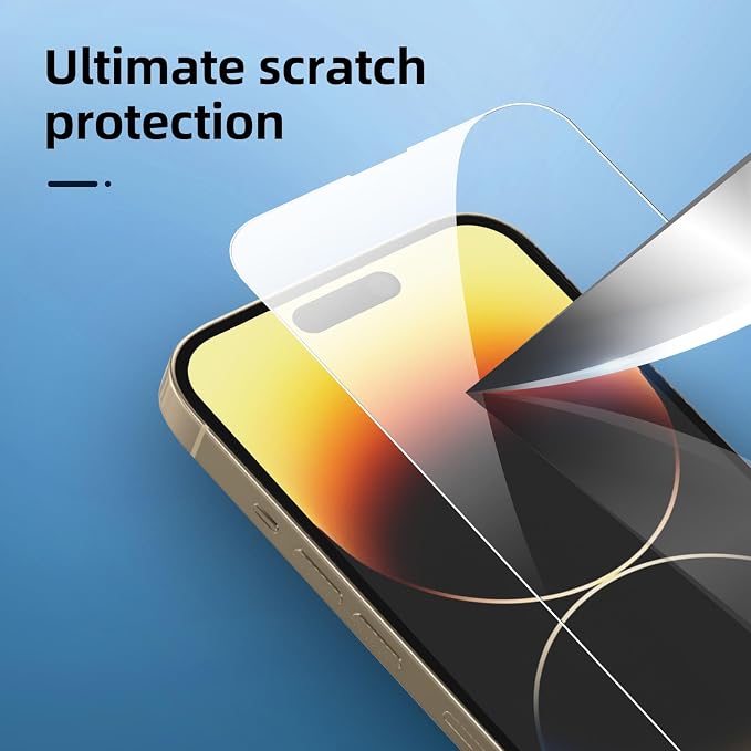 NEW'C 3x for iPhone 14 Pro Screen Protector (6.1 inches)+ 3x Camera Lens Protector, Sensor Protection + Dust Plug - Case Friendly Tempered Glass Film, Ultra Resistant - Image 7