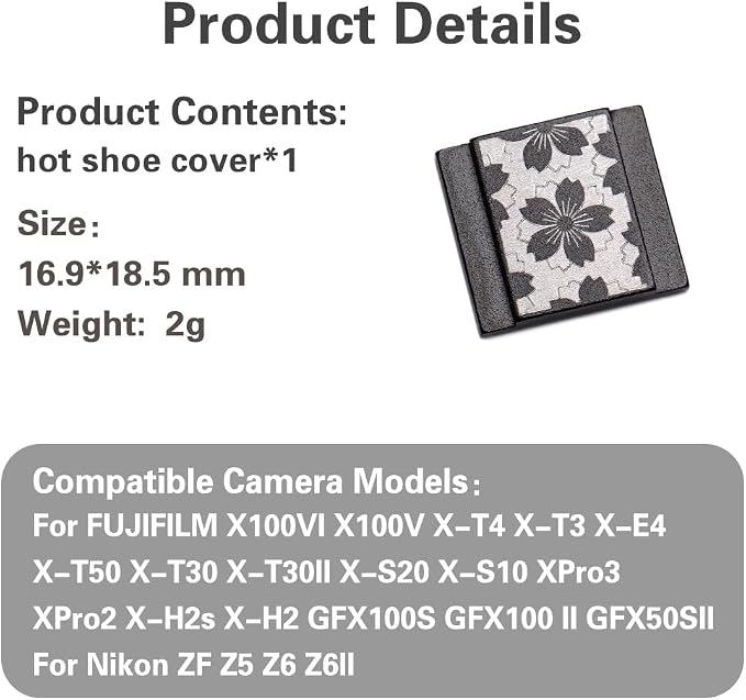 Camera Metal Hot Shoe Cover Shutter Buttons Protector for Fuji X100VI X100V X-T4 X-T3 XPRO3 XPRO2 for ZF Z5 Z6 Z6II (Black-Hot Shoe Cover) - Image 9