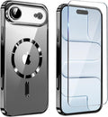 Magnetic Glossy Case for iPhone 17 Air,iPhone 17Air Phone Case Slim Clear Luxury with Screen Protector & Camera Protector [Compatible with MagSafe], Shockproof Cover for iPhone Air 17-Black by Unknown