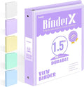 BinderX 3 Ring Binder 1.5 Inch, Clear View Binder, Lavender, Letter Size | Extra Durable, PVC-Free, Customizable, Interior Pockets, 325-Sheet Capacity, Eco-Friendly, Reinforced Hinge, School, Office by Sooez