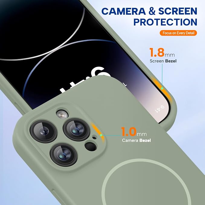 miracase Designed for iPhone 14 Pro Case, [Upgraded Camera Protection], Shockproof Liquid Silicone Rubber Phone Case Cover for 14 Pro 6.1 inch, Patina Green - Image 4