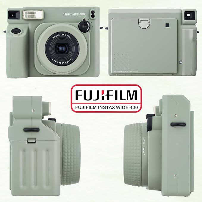 Fujifilm Instax Wide 400 Instant Camera (Sage Green) + INSTAX Wide Film (20 Exposures) + Shutter Accessories Bundle – Carrying Case, 80-Pocket Green Photo Album - Image 6