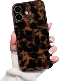 Cute Phone Case for iPhone 12 Case Amber Leopard Print | Cheetah Tortoiseshell Pattern,Full Camera Protective,Slim Shockproof TPU,Aesthetic Girly Glossy Cover for Women Men-Brown by XQAGU
