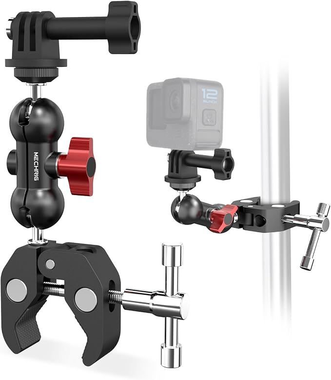 Super Clamp Mount Kit with 360° Ballhead Magic Arm – Universal Camera Mount with 1/4"-20 Screws for DSLR Camera,Led Lights,Action Cameras,and More by Mechrig