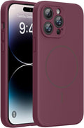 miracase Magnetic for iPhone 14 Pro Max Case, [Soft Anti-Scratch Microfiber Lining], Compatible with MagSafe, Silicone Shockproof Protection Phone Case for iPhone 14 Pro Max,Wine Red by Miracase