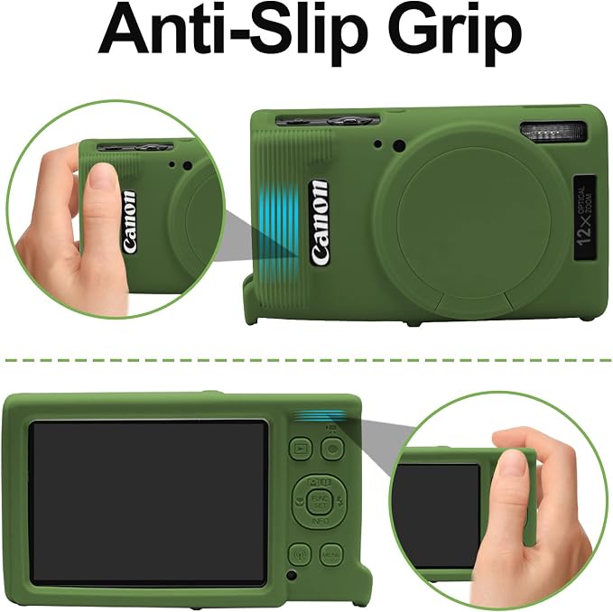 Easy Hood Camera Case for Canon ELPH 360/IXUS 285 HS/IXY 650 Camera,Green | With Removable Lens Cover,Soft Silicone Protective Case,Anti-Scratch,Dustproof,Shockproof,Enhanced Grip,Camera Accessories - Image 4