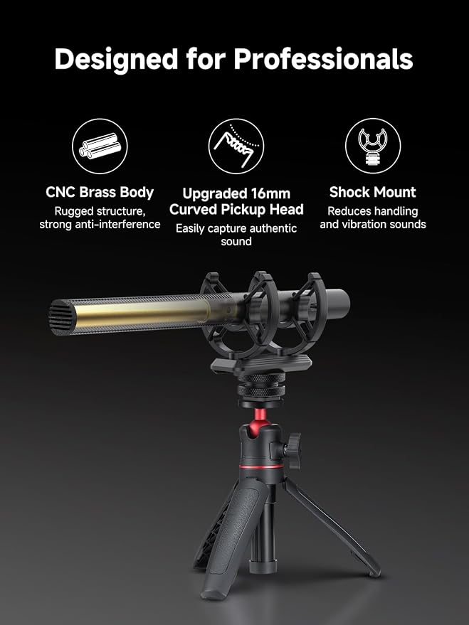 SYNCO D2 Wireless Shotgun Microphone Hypercardioid Condenser Mic | Wireless Camera Microphone, Hypercardioid Pickup, Low Latency Audio, DSLR Video Recording, for Camera Film Interview ENG/EFP - Image 3