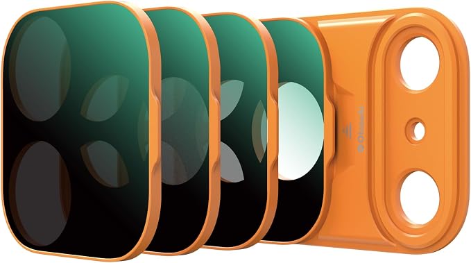 Magnetic UV Filter for iPhone 17 Pro, Snap-On Smartphone Camera Lens Filter with Adhesive Metal Base Mount, HD Optical Glass, Works with Phone Cases & Gimbals (Orange-4pack, iPhone 17Pro) by OfeooAi