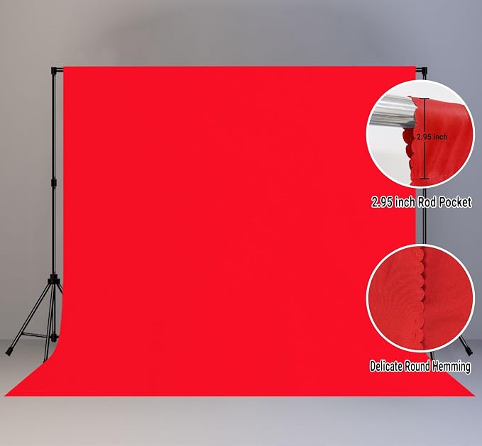 Red Photography Backdrop for Photoshoot, Fabric 10x10ft | Polyester Studio Photo Backgrounds, Non Reflective, Easy to Hang, for Portrait Shoot, Product, Party Decor, Video Creation - Image 2