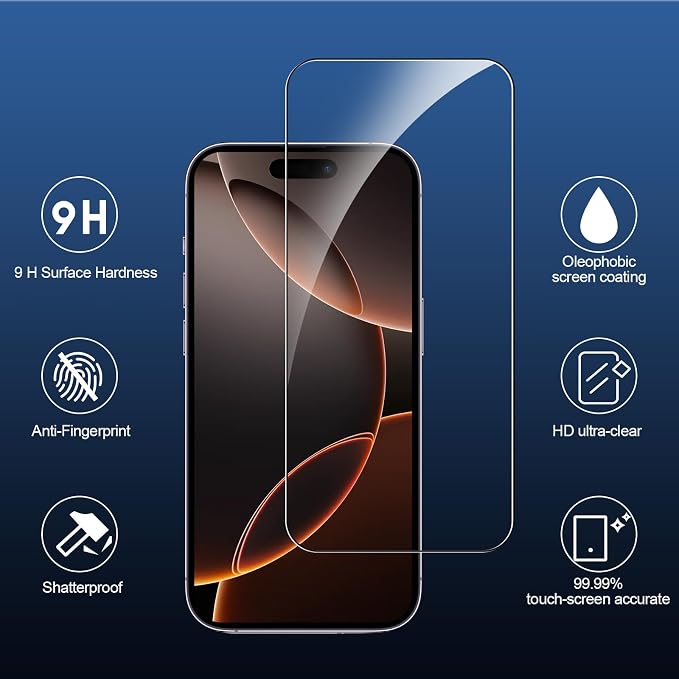 SIBEITU 3+3 Pack Screen Protector for iPhone 16 Pro Max 6.9" Tempered Glass | 3 Pack Screen + 3 Pack Camera Lens Protector, 6.9 Inch HD Clear 9H Hardness, Scratch Resistant, Case Friendly - Image 3