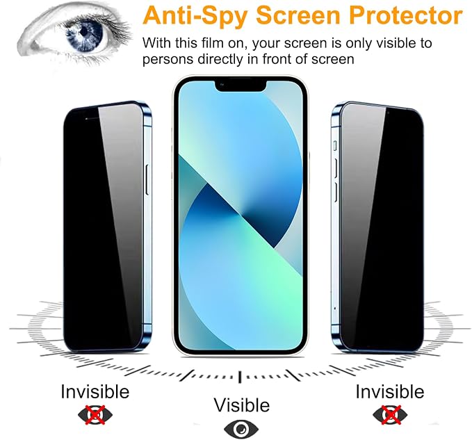 PEHAEL for iPhone 13 Privacy Screen Protector+Camera Lens Protector | 3+3 Pack, Installation kits, Anti-Spy Private, Anti-Scratch, 9H Tempered Glass, Case Friendly, [6.1 inch] - Image 4
