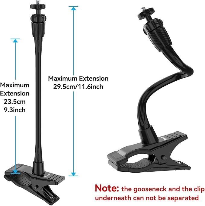 Smatree Flexible Jaws Flex Clamp Mount Gooseneck Extension for OSMO 360 | For Webcam C925e/C922x/C922/C930e/C930/C920x,N60/Hello Cam,Gopro Hero13/12/11/10/9/8/7/6/5/4/2018/Arlo Ultra/Pro 2/Pro 3 - Image 2