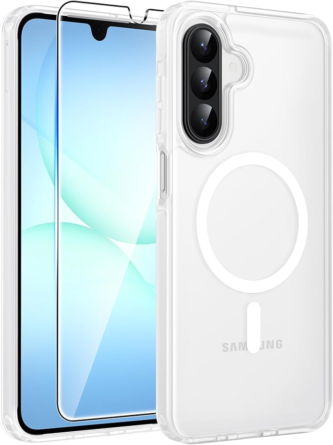 FNTCASE for Galaxy A17/A16 5G Phone Case, Fit for Magsafe, Screen Protector | Translucent Matte, 14FT Military Grade Drop Protection, Slim Shockproof Protective, for Samsung A 17 A 16 Cover, White by FNTCASE