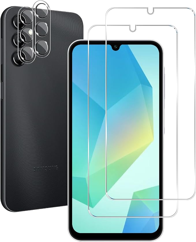 BIGFACE Galaxy A16 Tempered Glass Screen Protector + Camera Lens Protector [2 + 2 Pack][Case Friendly][Anti-Scratch][Ultrasonic Fingerprint Unlock] HD Protective Film for Samsung Galaxy A16 by Wehaveaprofessionalteam