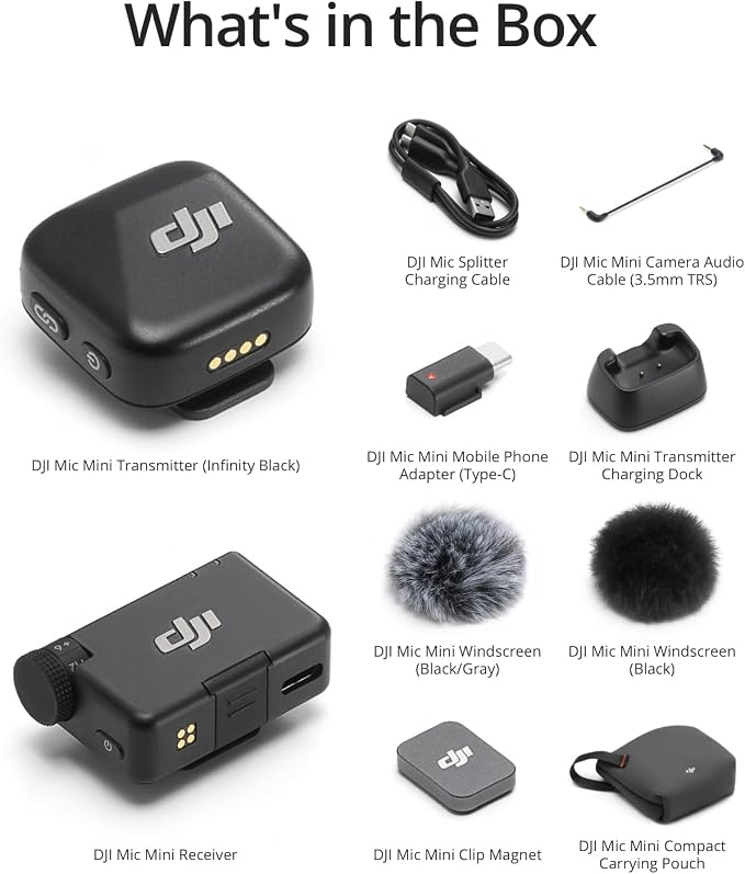 DJI Mic Mini (1 TX + 1 RX), Ultralight, Detail-Rich Audio | Noise Cancelling, Automatic Limiting, Wireless Microphone for Camera/iPhone/Android, Vlog, Streaming, 400m Transmission - Image 6