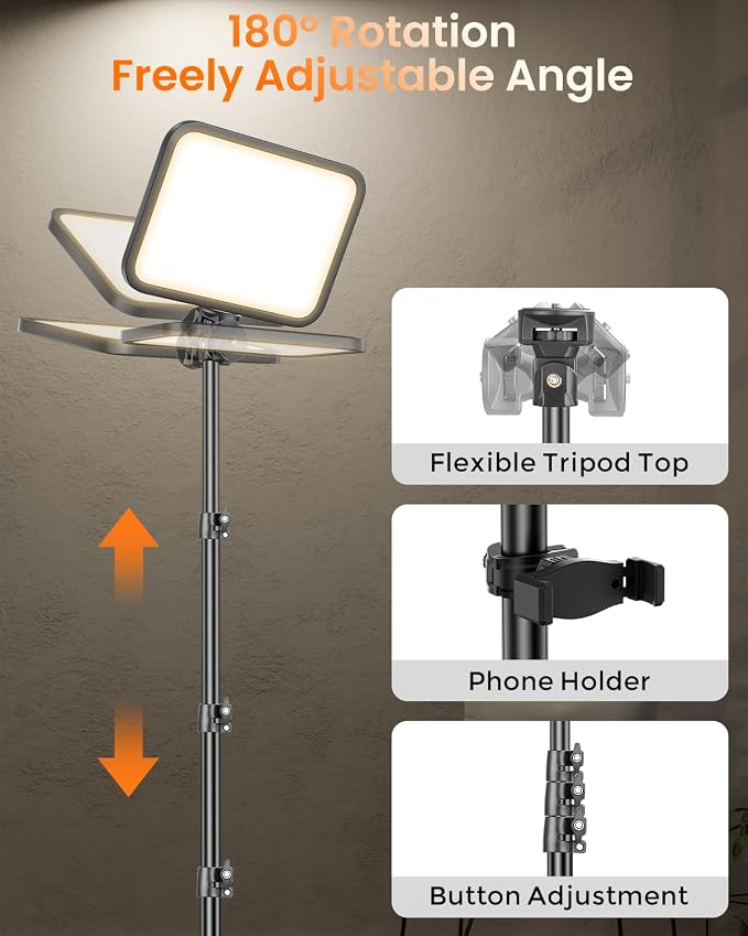 Torjim 11 Inch Video Light Kit for Creators-24W High Brightness Studio Lights with Tripod Stand & Phone Holder & Remote, Adjustable Photography Lighting for Clearer YouTube Streaming Home Studio | Studio Lights with Tripod Stand & Phone Holder | 3000-6... - Image 7