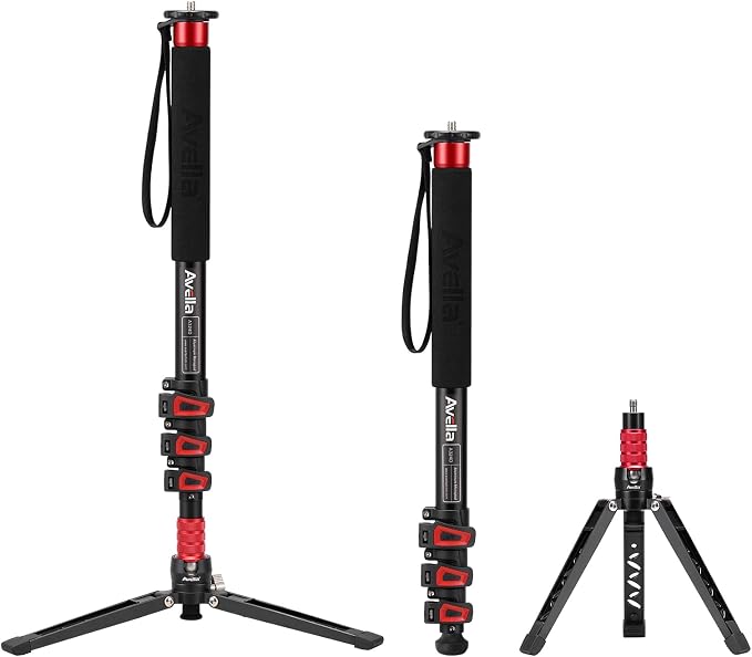 Avella A324D Aluminum Camera Monopod, 67 Inch | Professional, Telescopic Video Monopods, Base Tripod, For Canon Nikon Sony Olympus Panasonic DSLR Camera by AVELLA