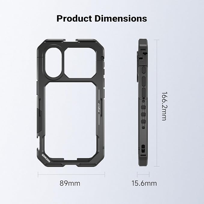 NEEWER Phone Cage Compatible with iPhone 17 Only, Quick Release Video Rig Stabilizer Accessories Kit with 67mm Filter Ring, 17mm Lens Backplate, T Mount Adapter, Camera Control Cap, PA158 (Black) - Image 6