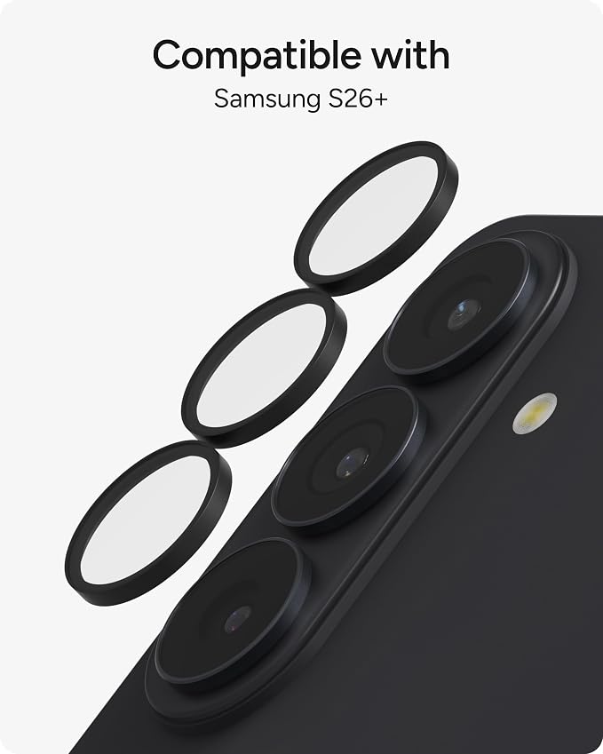 ZAGG Glass Elite Samsung Galaxy S26+ Camera Lens Protector - Anti-Reflective, 5X Stronger Impact & Scratch Resistant Aluminosilicate Glass - Easy Installation, Smudge-Free Surface - Image 4
