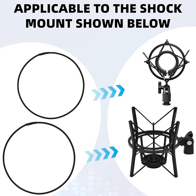 8PCS Microphone Shock Mount Rubber Ring, Black Universal Elastic Bands Replacement for Microphone Shock Mount Holder Clamp Clip (Black) - Image 4