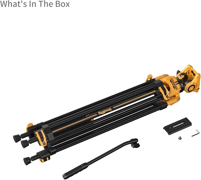 SmallRig AD-01 73" Heavy Duty Video Tripod Max. Payload 8kg | Bumblebee Edition, +90° to -60° Tilt Range - Image 5