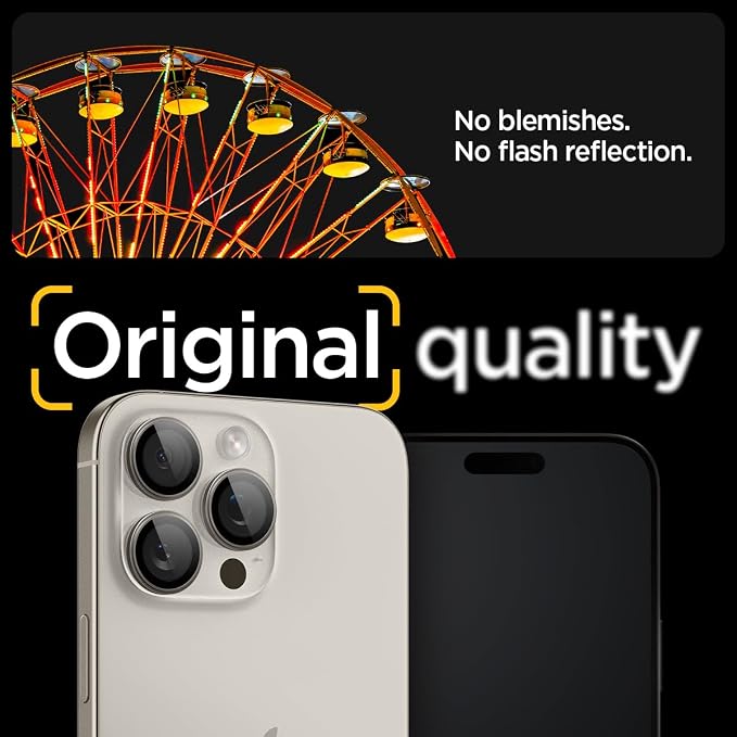 Spigen Camera Lens Protector for iPhone 16 Pro Max - Natural Titanium | GlasTR EZ Fit Optik Pro, 9H+ Tempered glass, Scratch resistant, Auto-align tray, Original photo quality, Case-friendly, 2Pack - Image 5