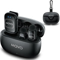 Movo NanoMic Wireless Lavalier Microphone for Camera – Clip-On TRS Wireless Mic System for DSLR, Camcorders, and Mirrorless Cameras – Dual Microphones with Charging Case for Video, Interviews by Movo