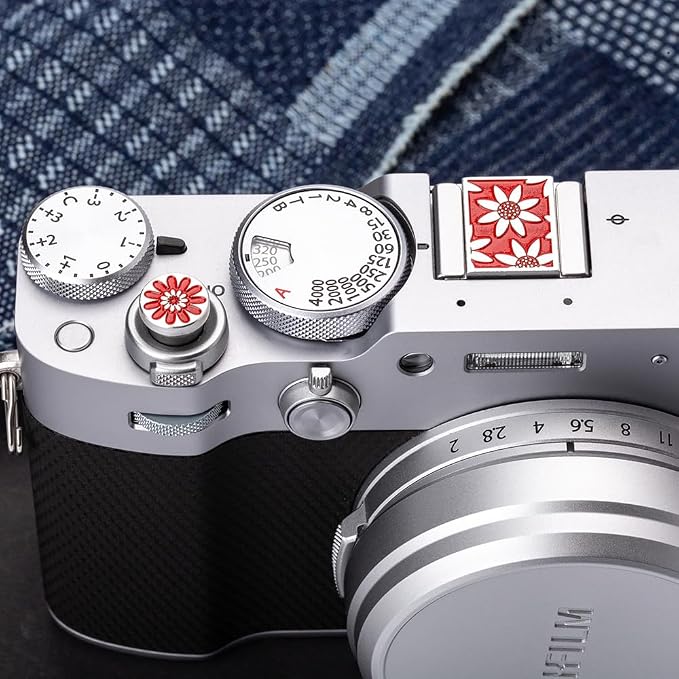 Camera Soft Release Button, Shutter Button for Fujifilm X100VI X100V X-E4 X-E3 X-T5 X-T4 X-T3 X-T30 II X-T20 X-PRO3 (red Daisy Set) - Image 8