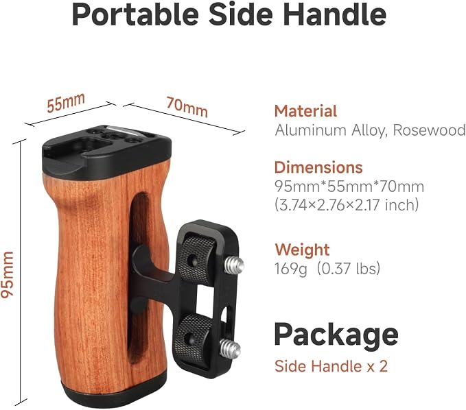 Accsoon Side Handle Handgrip for CineView M7H Pro/M7 Pro/M7 Camera Monitor with 1/4"-20 Threaded Holes, 35mm Up and Down Adjustable Reversible Grip for Monitor/Smartphone/iPad/Tablet/DSLR Cage-1 Pair - Image 8