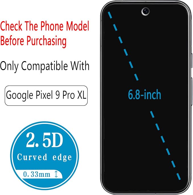 2+2 Pack Screen Protector for Google Pixel 9 Pro XL Tempered Glass | with Camera Lens Protector, Fingerprint ID Compatible, Anti Scratch, Bubble Free - Image 3