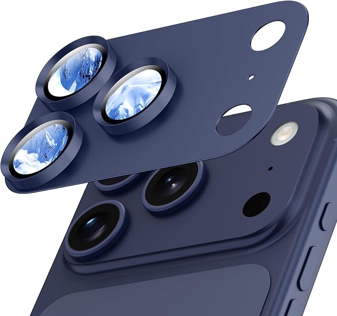 for iPhone 17 Pro Camera Lens Protector- Deep Blue | Aluminum Alloy, Tempered Glass Camera Cover, Nano Reinforced Adhesive, Accessories, Anti-Drop, Anti-Scratch, Case Friendly by WumigooProducts