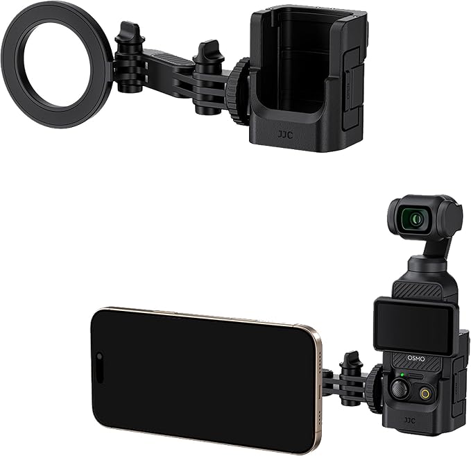 JJC Expansion Adapter & Magnetic Phone Holder for DJI Pocket 4/3 Xtra Muse | with Cold Shoe and Magsafe Bracket for iPhone 17 16 15 14, Osmo Pocket4 Pocket3 Phone Vlog Accessories on Tripod by JJC