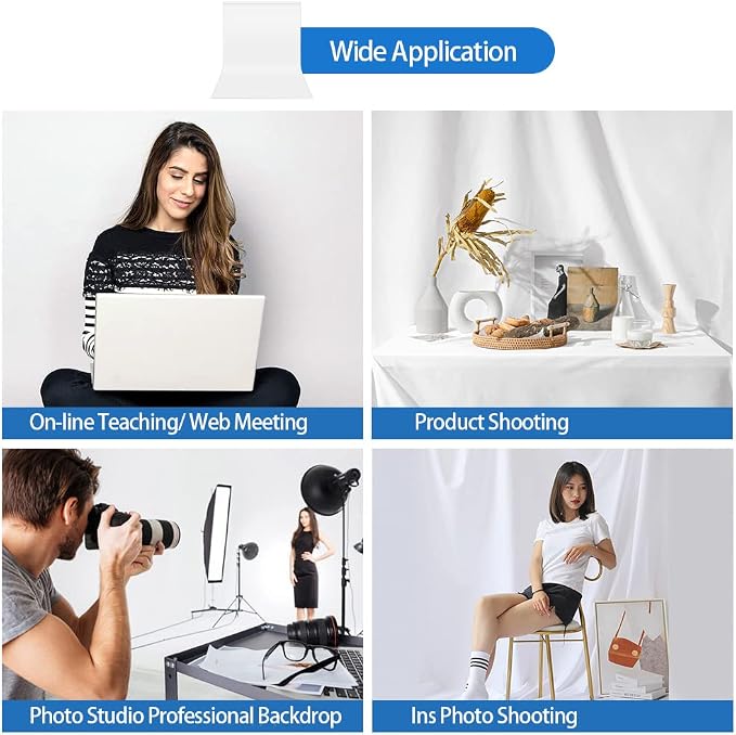 HEMMOTOP White Photo Backdrop, 6x9 ft, Photography Background | Polyester Fabric, Non Reflective, Ideal for Photoshoot, Projector Screen, Easter, Birthday, Baby Shower, Halloween Party - Image 7