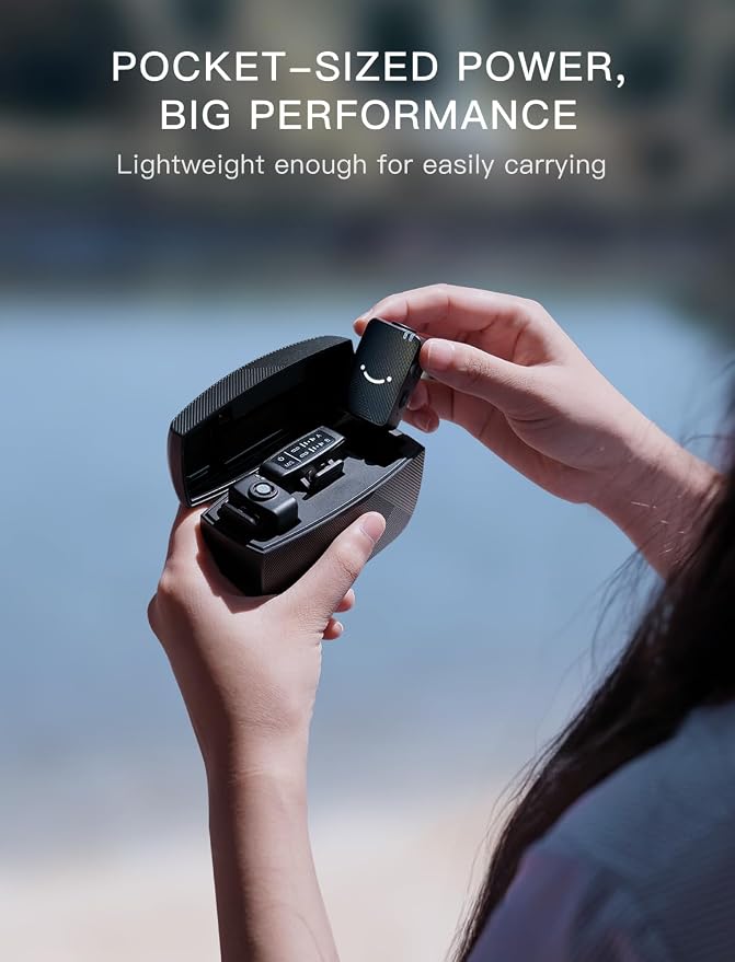 FIFINE M9 2 Pack Wireless Lavalier Microphone for iPhone Camera Vlog | Condenser Clip-On Lapel Mic System, Charging Case, for Android Vlog YouTube TikTok Interview - Image 2