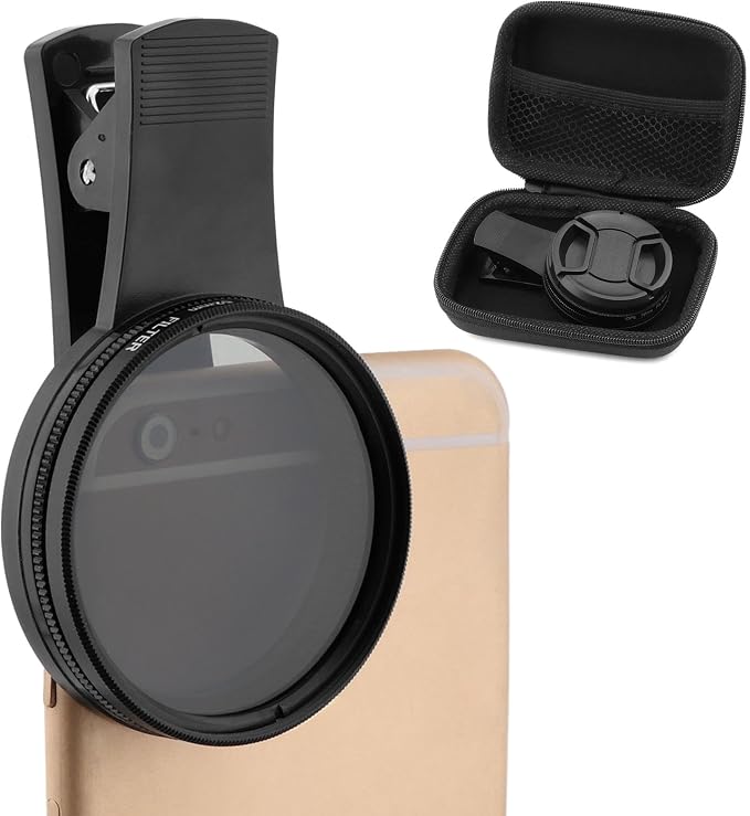 52mm Polari/zed Camera Lens Phone Universal CPL Filter Clip Kit, Portable Phone Polarizing Lens Filter for Cell Phones Camera Assistant Len and Effects Filters(Black) by Unknown