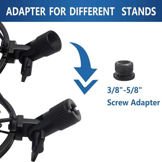 SUUNTOK Shock Mount Microphone Holder Anti-Vibration Suspension Shock Mount Holder Clip for 47mm-53mm Diameter Condenser Mic Like AT2020, AKG P120, Rode NT1A, TLM102 (Black) - Image 4