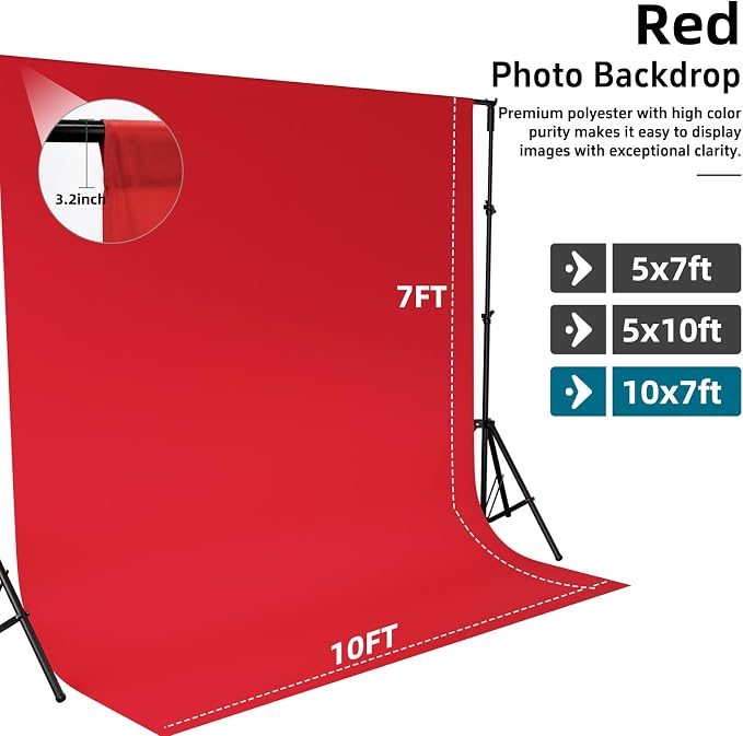 Red Photo Backdrop for Photography Photoshoot Background, 10x7FT | Multipurpose Screen for Portrait Studio Video Recording Party Non-Reflective Easy Setup High Density - Image 4