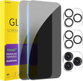 PEHAEL for iPhone 15 Pro Max Privacy Screen Protector+Camera Lens Protector | Installation kits, Anti-Spy Private, Anti-Scratch, 9H Tempered Glass, Case Friendly, 2+2 Pack, [6.7 inch] by PEHAEL