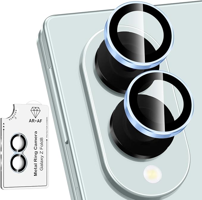 for Samsung Galaxy Z Fold 8 Camera Lens Protector, Individual Metal Ring Tempered Glass Lens Cover, [Strong Adsorption] Scratch Resistant Ultra-Thin HD Clear Lens Cover, 1 Set-Blue Ring by Btscase