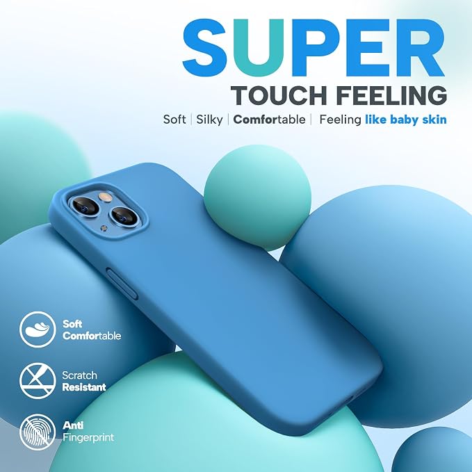 Miracase Silicone for iPhone 13 Case, Capri Blue | Soft Anti-Scratch Microfiber Lining, Premium Silicone Cover Shockproof Drop Protection Phone Case for 13 - Image 2
