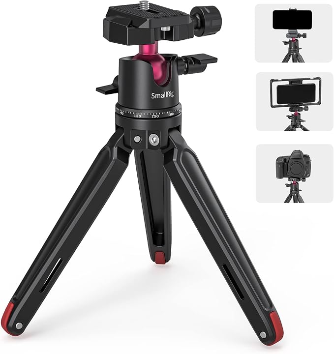 SmallRig Mini Tripod for Camera, Updated Desktop Tabletop Tripod with Arca-Type Compatible QR Plate, 360° Ball Head and 1/4 Screws Portable for Compact Cameras DSLRs, Phone, Gopro - BUT2664 by SmallRig