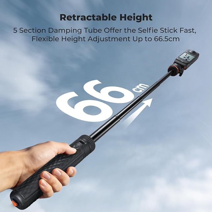 K&F CONCEPT Magnetic Quick Release Tripod for Insta360 X5/X6/Ace Pro 2 | 26" Tap-Open Tripod 360° Ball Head Extension Rod Table Portable Handle Grip Selfie Stick, Vlogging Stand, MS72 - Image 6