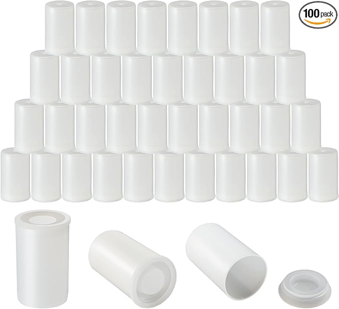 JOVITEC 100 Pcs Plastic Film Canister Holder 35 mm Empty Camera Reel Containers Storage Containers Case with Lids for Small Accessories Fish Hook Film Beads(White) by Jovitec