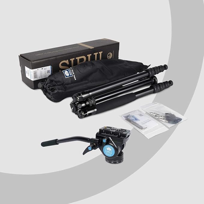 SIRUI Aluminum Camera Tripod Monopod with VA-5 Fluid Pan Head, 62.6″Heavy Duty Tripod Kit for DSRL, Binocular, Spotting Scope, Quick Release Plate, 1/4" 3/8" Screws, Payload 6.6lbs -Traveler VA - Image 5